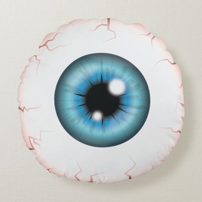Blue Iris Eyeball Scary Bloodshot Halloween Öga Rund Kudde (Framsidan)