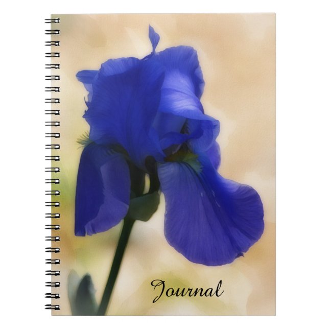 Blue Iris Flower Art Personal Journal Anteckningsbok (Framsidan)