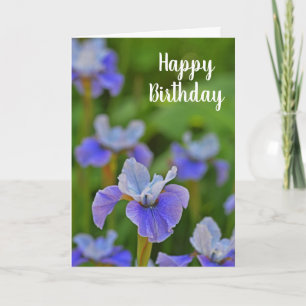 Blue Iris Flower Blommigt Grattis på födelsedagen Kort