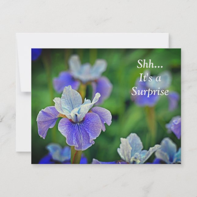 Blue Iris Flower Botanical Surprise 100 Birthday Inbjudningar (Framsida)