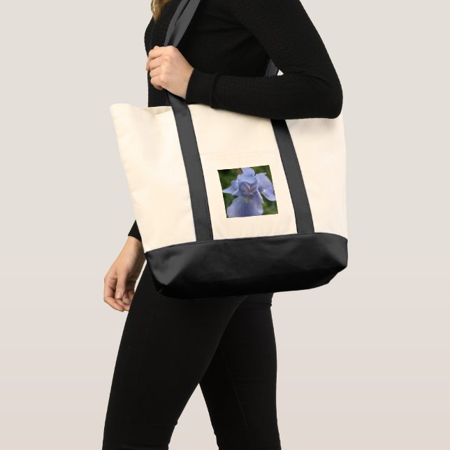 Blue Iris Flower on Tote Bag Tygkasse (Framsida (produkt))