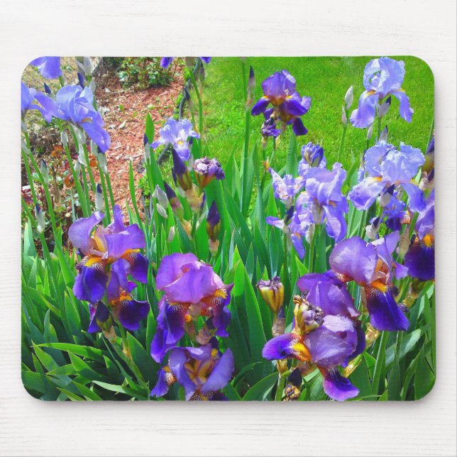 Blue Iris Flower Patch Mousepad Musmatta (Framsidan)