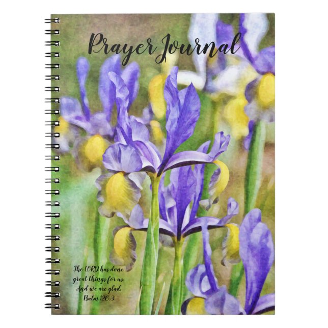 Blue Iris Flowers Bible Verse Prayer Journal Anteckningsbok (Framsidan)