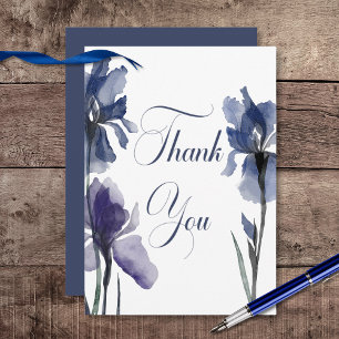 Blue Iris Flowers Bröllop Tack Kort