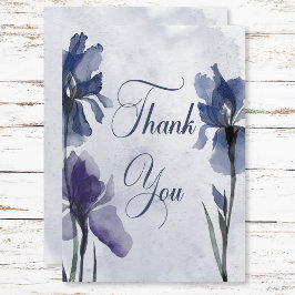 Blue Iris Flowers Modern Blue Bröllop Tack Kort