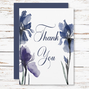 Blue Iris Flowers Modern Bröllop Tack Kort