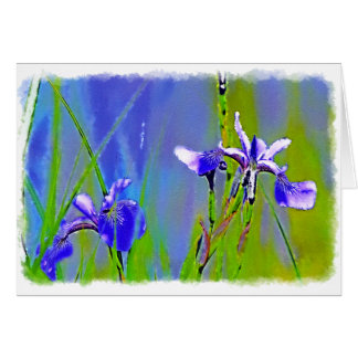 Blue Iris Garden Flowers Florists Designer Art Hälsningskort