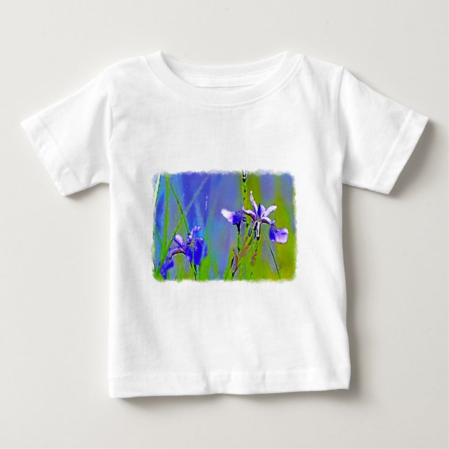 Blue Iris Garden Flowers Florists Designer Art Tee (Framsida)