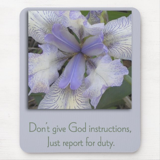 Blue Iris inspirational Mousepad Musmatta (Framsidan)