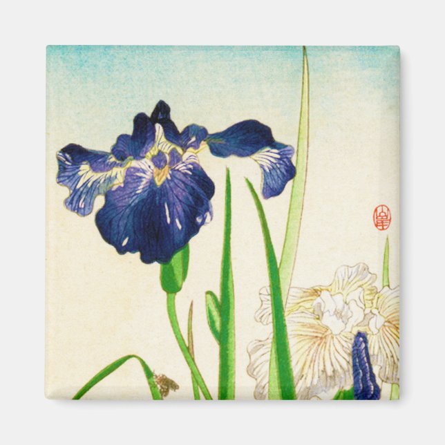 Blue Iris - Japansk vattenfärgsutskrift Magnet (Framsidan)