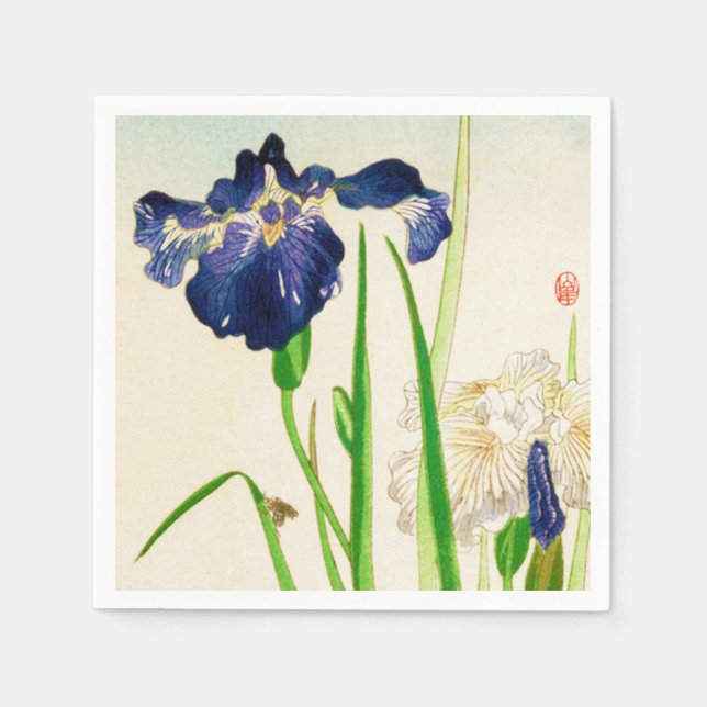 Blue Iris - Japansk vattenfärgsutskrift Pappersservett (Framsidan)
