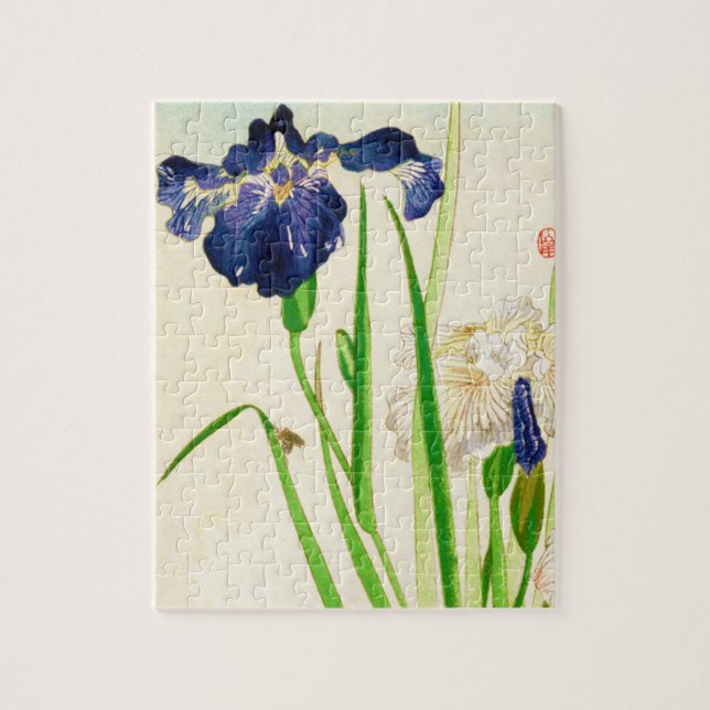 Blue Iris - Japansk vattenfärgsutskrift Pussel (Vertikal)