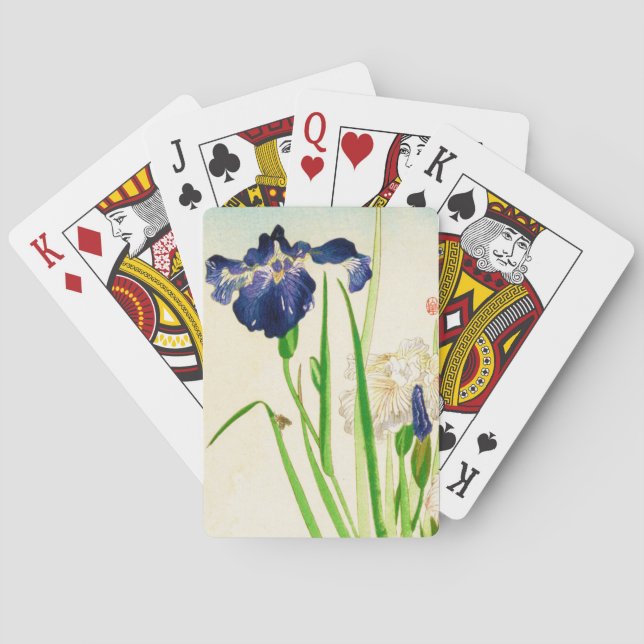 Blue Iris - Japansk vattenfärgsutskrift Spel Kort (Baksidan)