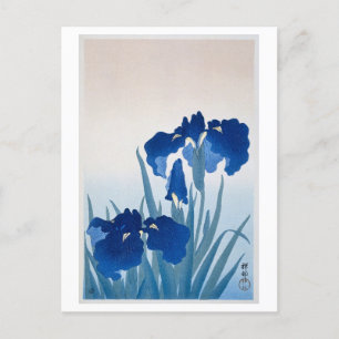 Blue Iris Japansk Woodblock Skriv ut Vintage Vykort