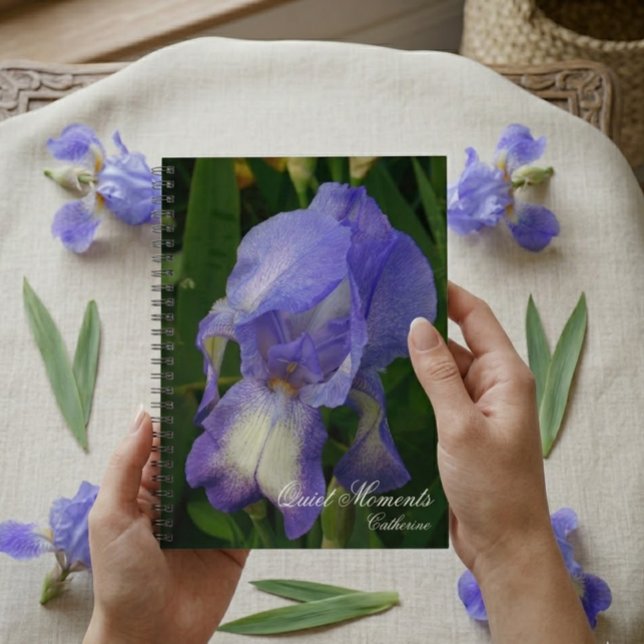 Blue Iris Macro Photo Personalized Notebook Journa Anteckningsbok (Skapare uppladdad)