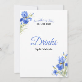 Blue Iris Something Blue Bridal Shower Drinks Sign Inbjudningar