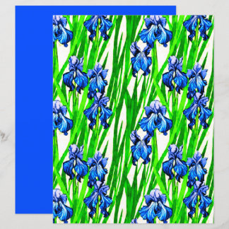 Blue Iris Watercolor Mönster