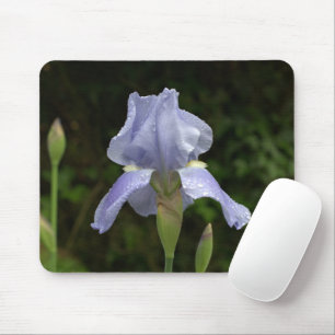Blue Iris with Raindrops Mousepad Musmatta