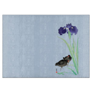 Blue Irises and Moorhens by Ohara Koson