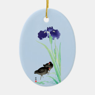 Blue Irises and Moorhens by Ohara Koson Julgransprydnad Keramik