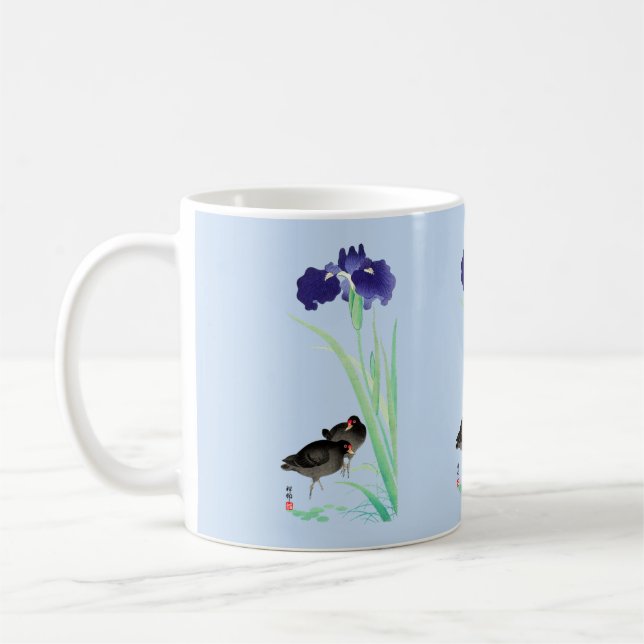 Blue Irises and Moorhens by Ohara Koson Kaffemugg (Vänster)