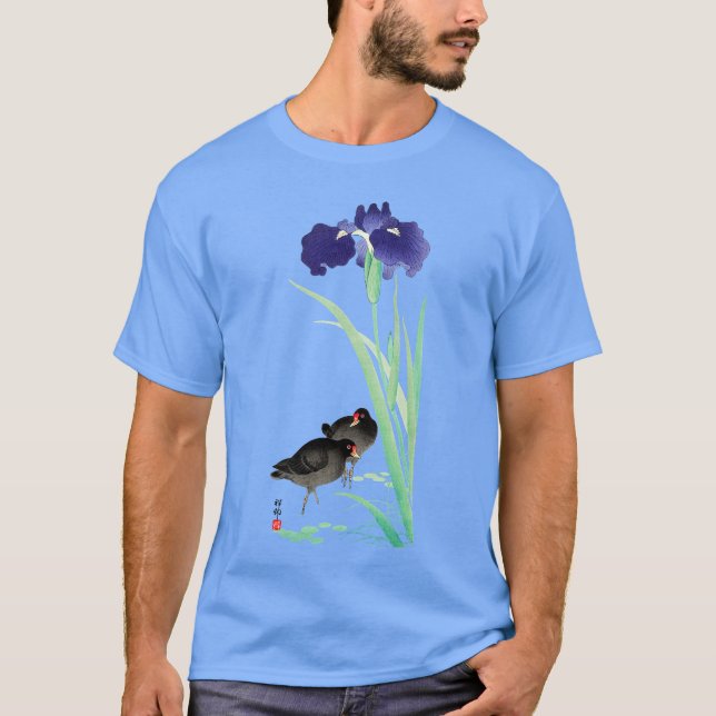 Blue Irises and Moorhens by Ohara Koson T Shirt (Framsida)