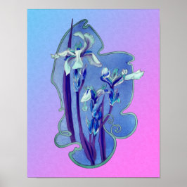 Blue Irises Blommigt Art Poster