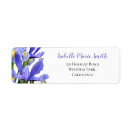 Blue Irises Blommigt Bröllop Modern Returadress Returadress Etikett
