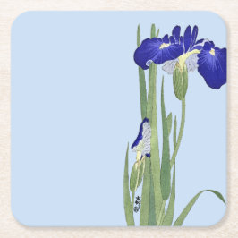Blue Irises by Ohara Koson Underlägg Papper Kvadrat