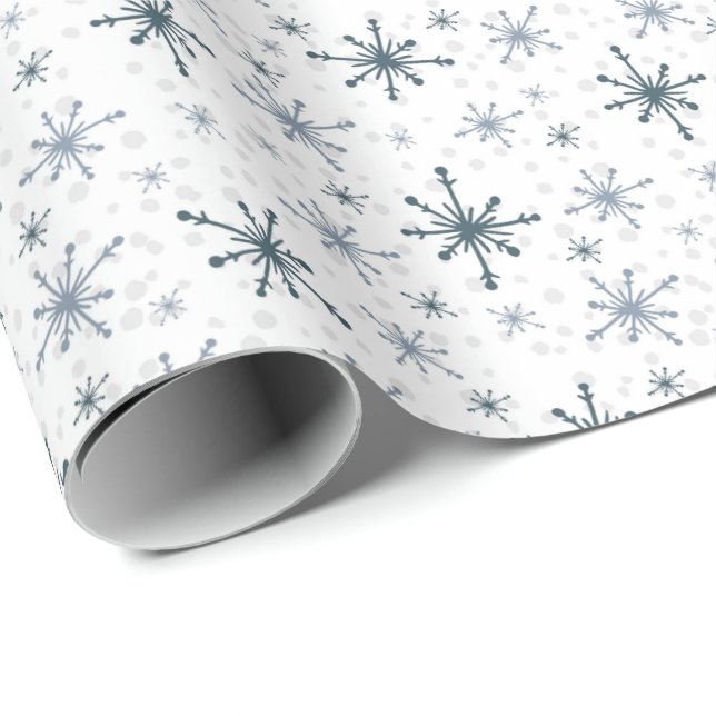 Blue-ish Gray Snowflake Tissue Paper Presentpapper (Rullad Hörn)