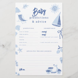 Blue Italian Summer Baby Predictions & Advice Game