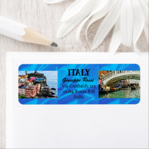 Blue Italy Trendy Modern Nature Chic-adressetikett Returadress Etikett