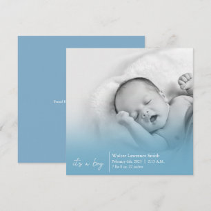 Blue It's A Boy Birth-meddelande Meddelande