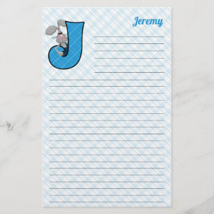 Blue Jackkanit Mongram Brev J Lined Brevpapper