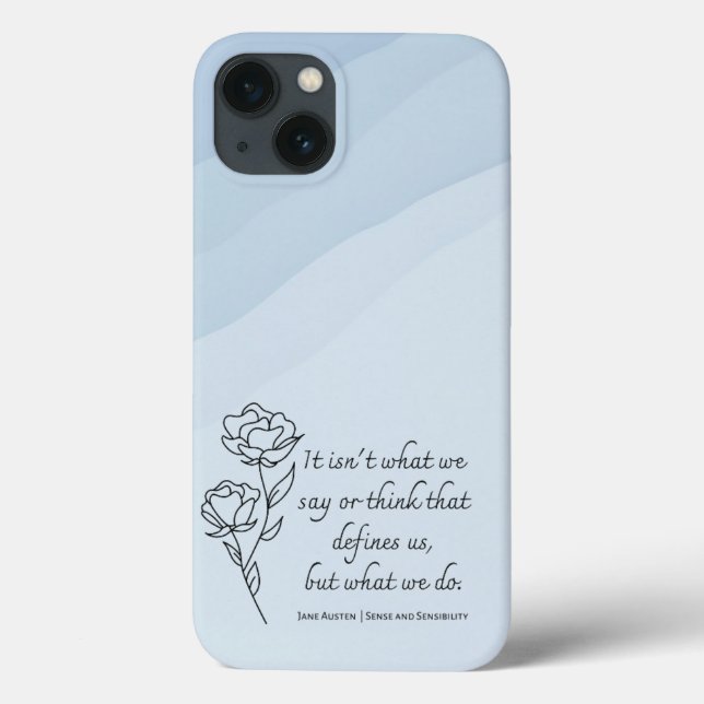 Blue Jane Austen Inspirational Quote Telefon Case (Baksida)