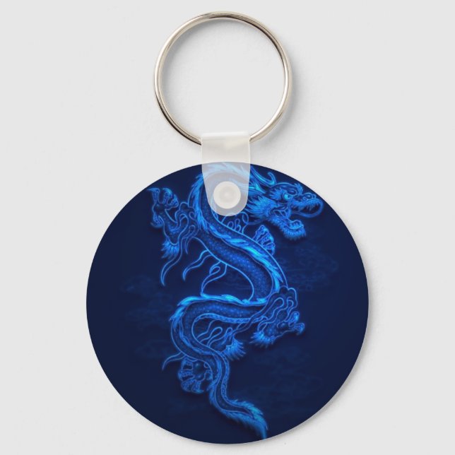 BLUE JAPANESE NEON DRAGON NYCKELRING (Framsida)