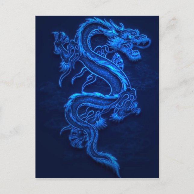 BLUE JAPANESE NEON DRAGON VYKORT (Framsida)