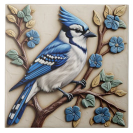 Blue Jay - Art and Crafts Ceramic Tile Kakelplatta