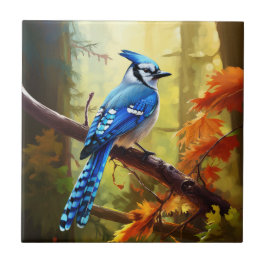 Blue Jay Bird Art Ceramic Tile Kakelplatta