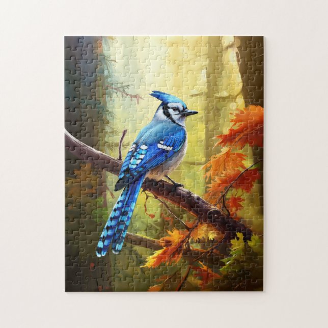 Blue Jay Bird Art Jigszle Puzzle Pussel (Vertikal)