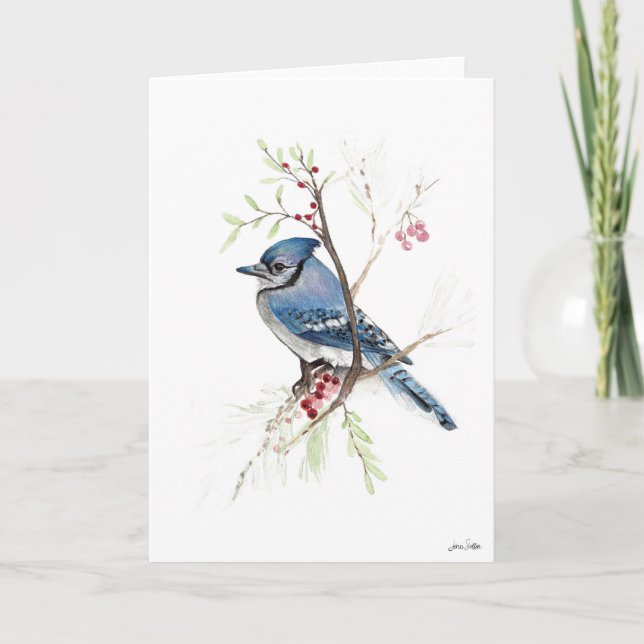 Blue Jay Bird Art Kort (Framsida)