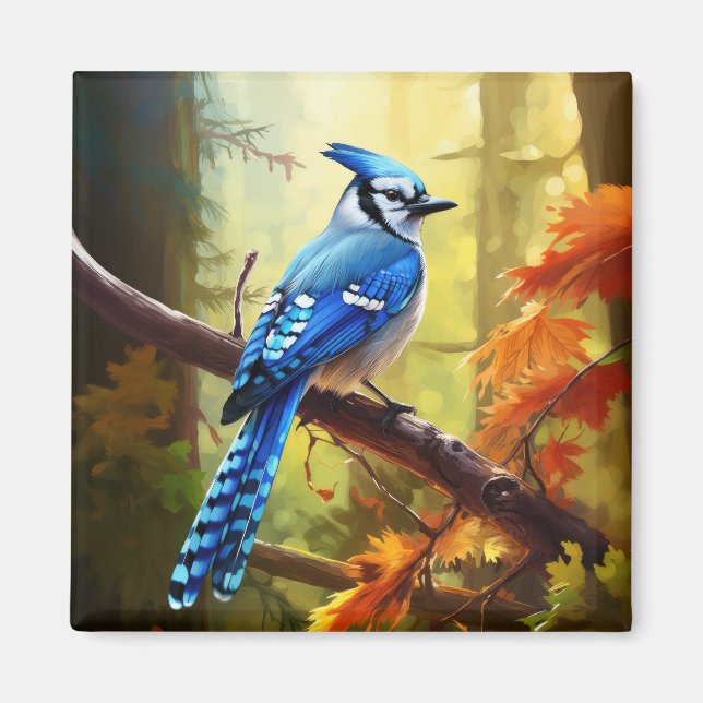 Blue Jay Bird Art Magnet (Framsidan)