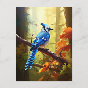 Blue Jay Bird Art Postcard Vykort