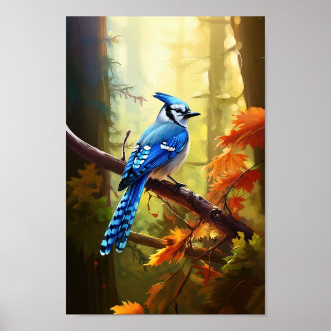Blue Jay Bird Art Poster (Framsidan)