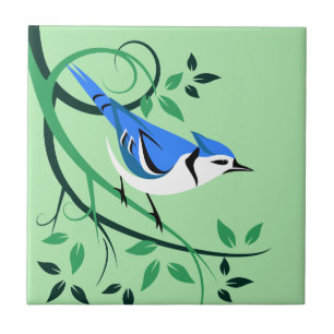 Blue Jay Bird Art Tile Kakelplatta