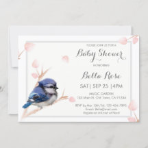 Blue Jay Bird Baby Shower-inbjudningar