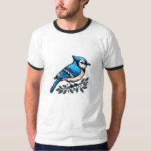 Blue Jay bird Basic Ringer T-Shirt
