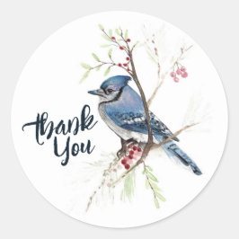 Blue Jay Bird Berries Art Runt Klistermärke