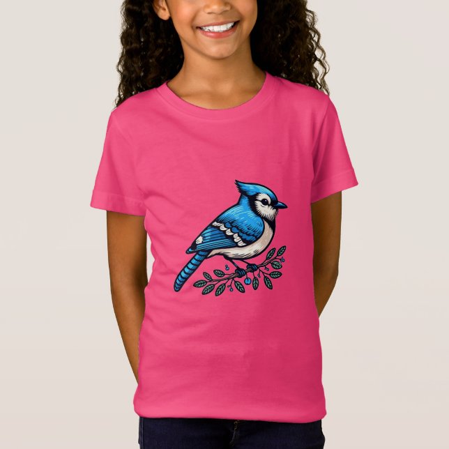 Blue Jay bird Bra Jersey T-Shirt (Framsida)