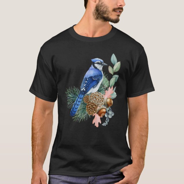 Blue Jay Bird   Cute Birds Animal   Graphic T Shirt (Framsida)
